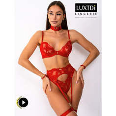 Комплект нижнего белья Luxtdilingerie, размер 75B верх/S пояс/S низ, красный