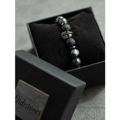 Браслет Didistones, гематит, вулканическая лава, 1 шт., черный, серый