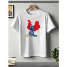 Футболка ONEQ унисекс 60-62 (4XL) размер с принтом Стич, белая, размер 4XL, белый