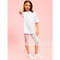 Легинсы Juno, размер 128, белый, серый