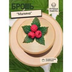Брошь, полимерная глина, красный, зеленый Clay Fairy