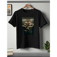 Футболка ONEQ унисекс 50-52 (XL) размер с принтом Майк Тайсон, черная, размер XL, черный