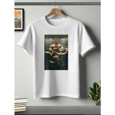 Футболка ONEQ унисекс 50-52 (XL) размер с принтом Майк Тайсон, белая, размер XL, белый