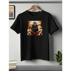 Футболка ONEQ унисекс 50-52 (XL) размер с принтом Тайсон Фьюри, черная, размер XL, черный