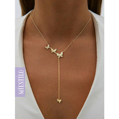 Колье MIESTILO, серебро, 925 проба, золочение, фианит, длина 45 см., золотой