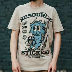 Футболка Resource Stickers с котом в гоночном сидении для дрифта / Resource Stickers, 1 шт., размер S, горчичный