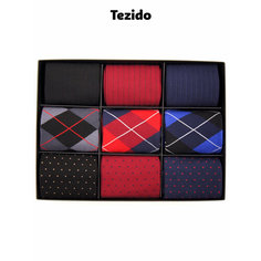 Носки Tezido, комплект, 9 пар, размер 41-46, черный/синий/красный
