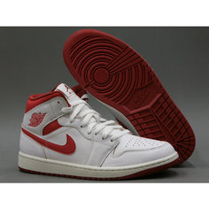 Кроссовки NIKE Air Jordan 1 Mid, полнота D, размер 11US /44 EUR, белый, красный