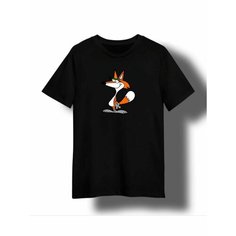 Футболка Zerosell смешная лиса, размер 5XL, черный