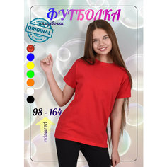 Футболка LIDЭКО для девочек красная, размер 56/110, красный Lideko