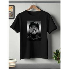Футболка ONEQ унисекс 50-52 (XL) размер с принтом Ice Cube, черная, размер XL, черный