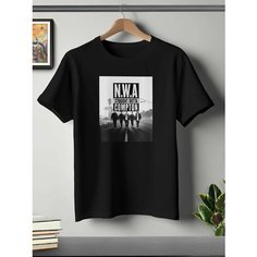 Футболка ONEQ унисекс 68-70 (6XL) размер с принтом NWA, черная, размер 6XL, черный