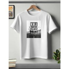 Футболка ONEQ унисекс 50-52 (XL) размер с принтом NWA, белая, размер XL, белый