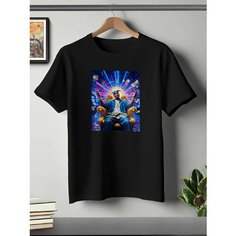 Футболка ONEQ унисекс 64-66 (5XL) размер с принтом Tupac, черная, размер 5XL, черный