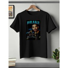 Футболка ONEQ унисекс 46-48 (M) размер с принтом Drake, черная, размер M, черный