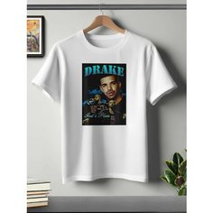 Футболка ONEQ унисекс 50-52 (XL) размер с принтом Drake, белая, размер XL, белый
