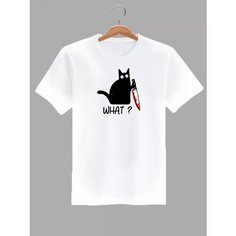 Футболка кот с ножом, размер 4XS, белый ZA Print