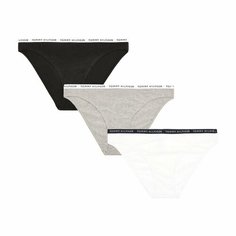 Трусы TOMMY HILFIGER 3P BIKINI, комплект из 3 шт., размер TM, темно-серый/серый/белый