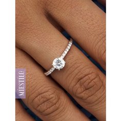 Кольцо дорожка, помолвочное MIESTILO, серебро, 925 проба, родирование, фианит, размер 17.5, серебристый