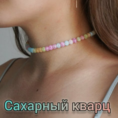Чокер cosha_brand, искусственный камень, длина 33 см, розовый/голубой