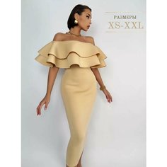Платье I LOVE SHOPPING Осень-зима 2024, размер XS, желтый, бежевый