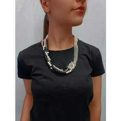 Колье, черный/серебристый Этно Арт