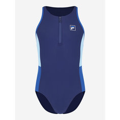 Купальник Fila Girls Zipper Swimsuit, размер 140, синий/голубой