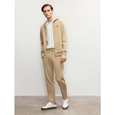 Брюки спортивные JUST CLOTHES Светло-бежевый. Декор термологотип. Карманы спереди 2 б/заст, сзади нет. Пояс резинка+утяг шнурок. Д, размер XXL, бежевый