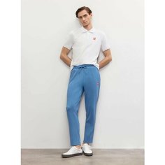 Брюки спортивные JUST CLOTHES Голубой. Декор термологотип. Карманы спереди 2 б/заст, сзади нет. Пояс резинка+утяг шнурок. Д 108см., размер XL, голубой