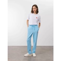 Брюки спортивные JUST CLOTHES Голубой. Декор термологотип. Карманы спереди 2 б/заст, сзади нет. Пояс резинка+утяг шнурок. Д 104см., размер M, светло-голубой