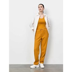 Брюки спортивные JUST CLOTHES Желтый. Декор термологотип. Карманы спереди 2 б/заст, сзади нет. Пояс резинка+утяг шнурок. Д 104см., размер M, желтый