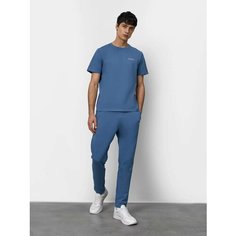 Брюки спортивные JUST CLOTHES Голубой. Декор термологотип. Карманы сбоку по шву 2 б/заст, сзади нет. Пояс резинка+утяг шнурок. Д 1, размер L, светло-синий