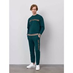 Брюки спортивные JUST CLOTHES Т-зелёный. Декор махровая нашивка логотипа. Пояс резинка, шнурок. Карманы спереди 2 б/заст, сзади не, размер XL, темно-зеленый