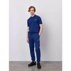 Брюки спортивные JUST CLOTHES Сине-фиолетовый. Декор термологотип. Карманы спереди 2 б/заст, сзади нет. Пояс резинка+утяг шнурок., размер L, cиний