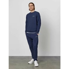 Брюки спортивные JUST CLOTHES Сине-фиолетовый. Декор термологотип. Карманы сбоку по шву 2 б/заст, сзади нет. Пояс резинка+утяг шну, размер L, темно-синий