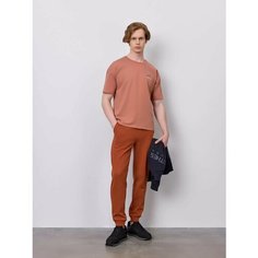 Брюки спортивные JUST CLOTHES Терракотовый. Декор термологотип. Карманы спереди 2 б/заст, сзади нет. Пояс резинка+утяг шнурок. Д 1, размер M, терракотовый
