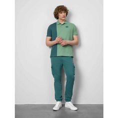 Брюки спортивные JUST CLOTHES Зелёный. Декор термологотип. Пояс резинка, шнурок. Карманы спереди 2 б/заст, боковые 2 б/заст клапан, размер S, серо-зеленый