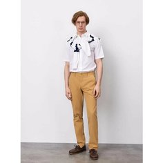 Брюки чинос JUST CLOTHES Горчично-бежевый. Посадка нет. Карманы спереди 2 б/заст, сзади 2 б/заст. Шлевки. Застежка молн+пуг., размер 48, темно-бежевый