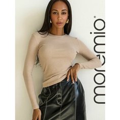 Лонгслив moremio, размер 40, , бежевый