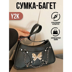Сумка багет Caroline Jewelry Черная, фактура гладкая, черный