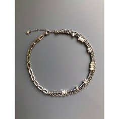 Колье AnyJewels, стекло, гематит, длина 41.5 см, серебристый