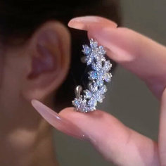 Серьги каффы, серебряный Монинг