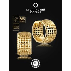 Серьги конго Бронницкий Ювелир, желтое золото, 585 проба, золочение, , золотистый
