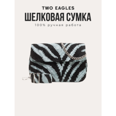 Сумка клатч TWO EAGLES, фактура бархатистая, голубой, черный