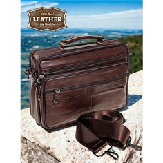 Сумка барсетка мужская CAP-8109-Brown натуральная кожа, фактура зернистая, коричневый Capri