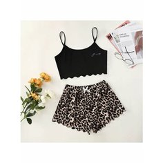 Пижама Ella, размер XL, коричневый, черный