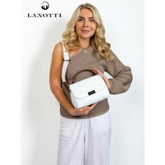Сумка сэтчел LANOTTI, фактура зернистая, белый