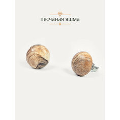 Серьги пусеты BL Jewelry, яшма, размер 12 мм, бежевый, коричневый