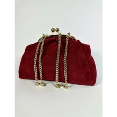 Сумка саквояж Vera Pelle, фактура бархатистая, бордо
