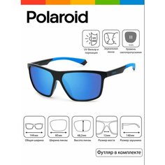 Солнцезащитные очки Polaroid, черный, синий, голубой
